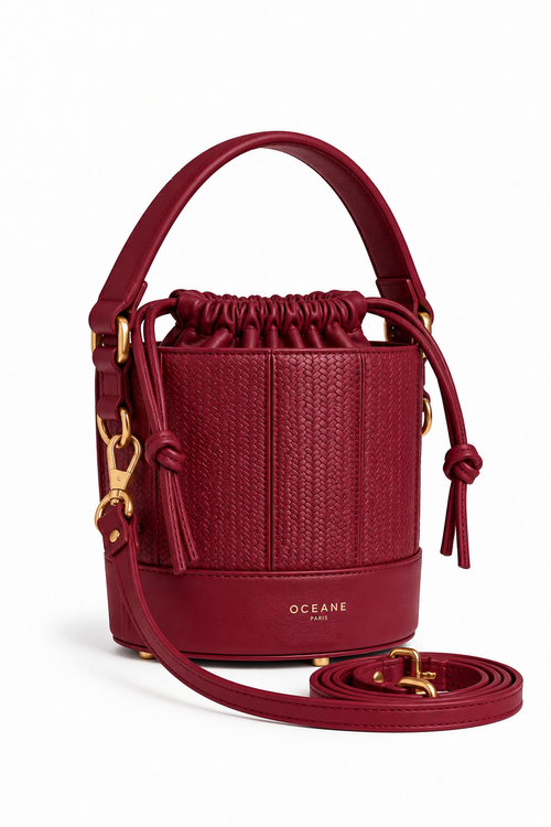 Grace Bucket – Sac seau en cuir bordeaux