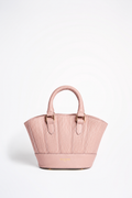 Jade Bag rosa cipria di Oceane Paris, vista frontale con due manici e lavorazione intrecciata.