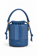 Grace Bucket Bag – Cuir bleu effet croco